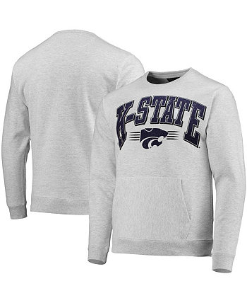 Men's Heathered Gray Kansas State Wildcats Upperclassman Pocket Pullover Sweatshirt League Collegiate Wear