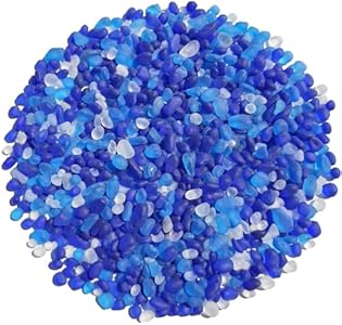 Sea Glass Stones - 0.9LB Aquamarine Blue Frosted Glass Pebbles Gemstones - Perfect for Aquarium Rocks, Fish Tank Gravel, Vase Fillers, DIY Crafts, and Home Decor QYGL