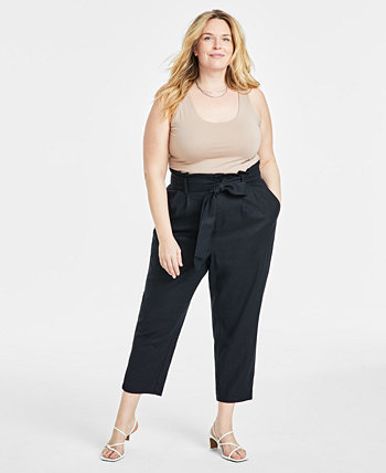 Trendy Plus Size Belted High-Rise Ankle Pants, Created for Macy's On 34th