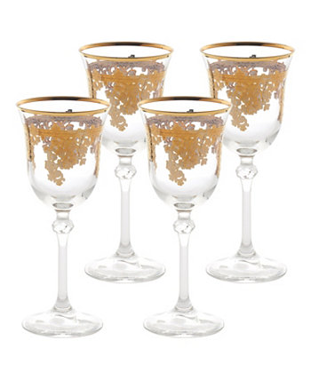 Украшенные кристаллами золота 24 карат белые бокалы для вина - набор из 4 Lorpen