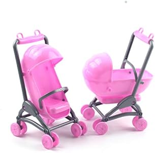 Toddmomy 2Pcs Miniature Stroller Toy Dollhouse Miniature Baby Carriage Plastic Dollhouse Furniture Nursery Doll House Accessories Toddmomy