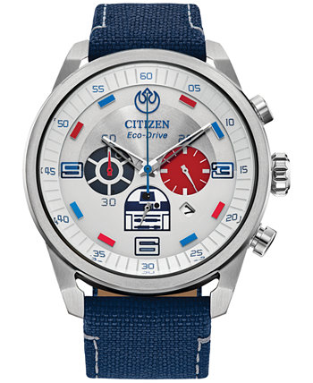 Мужские часы с хронографом Eco-Drive Star Wars R2-D2 с синим нейлоновым ремешком 45 мм Citizen