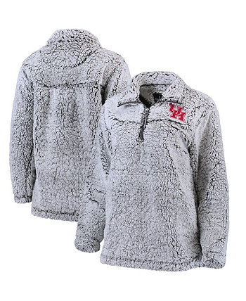 Женский серый пуловер на молнии Houston Cougars Sherpa Super Soft на молнии Boxercraft