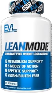 EVL Weight Loss Support Pills - Premium Multipurpose Appetite Metabolism and Fat Loss Support for Men and Women - LeanMode with Green Coffee Bean Extract CLA and Garcinia Cambogia - 50 Servings (Порции) Evlution