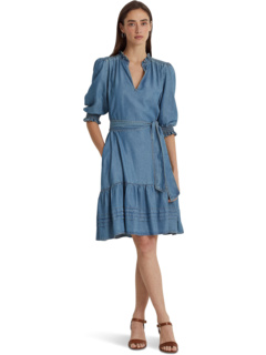 Belted Denim Puff-Sleeve Dress Ralph Lauren