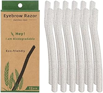 Biodegradable Eyebrow Razors, Facial Hair Remover, Shaver, Trimmer, Shaper, Dermaplaning Tool, 12 pcs Natural Color Generic