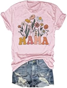 Women's Vintage Flowers Shirt Casual Boho Floral Printed T-Shirt Sunflower Wildflowers Graphic Tees Tops for Girl Qbily