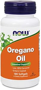 Now Foods Oregano Oil (Minimum 55% Carvacrol) – 181mg, 180 Softgels (Мягкие капсулы) – High Potency Digestive Support Supplement, Promotes Gut Health, Natural Antibiotic - Kosher - 180 Servings (Порции) NOW Foods