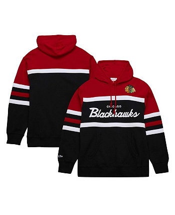 Мужская черно-красная пуловер с капюшоном для главного тренера Чикаго Блэкхокс Mitchell & Ness