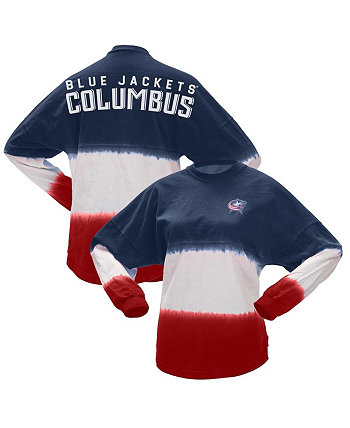 Женская темно-синяя, красная футболка Columbus Blue Jackets с длинным рукавом и омбре Spirit Jersey
