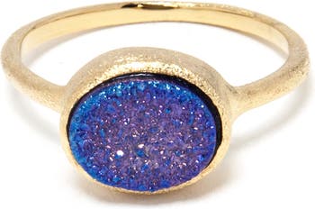 Овальное фиолетовое атласное кольцо Druzy Rivka Friedman
