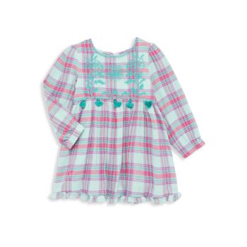 Маленькая девочка &amp;amp; Платье в клетку с вышивкой подсолнухами для девочек PEEK