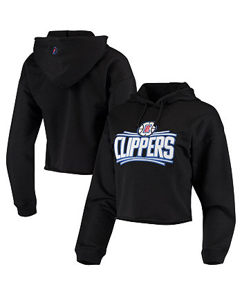 Женский черный укороченный пуловер с капюшоном с логотипом LA Clippers FISLL