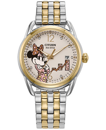 Eco-Drive Women's Disney Empowered Minnie Mouse Two-Tone Stainless Steel Bracelet Watch 36mm Citizen