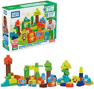 Mega Bloks Woodland Friends Preschool Building Set, Plant-Based Blocks, Multicolor Mega