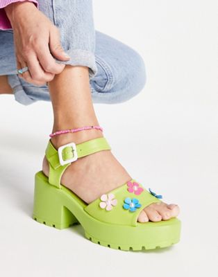 Зеленые массивные сандалии Koi Footwear Cozy flower gardens - LGREEN Koi Footwear
