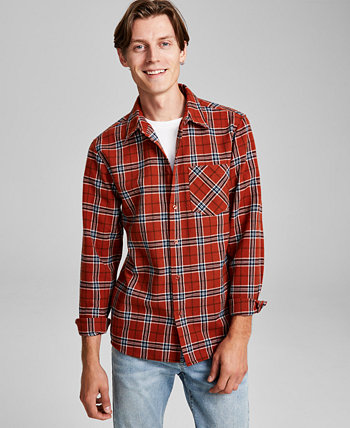 Мужская фланелевая рубашка на пуговицах в клетку, созданная для Macy's And Now This