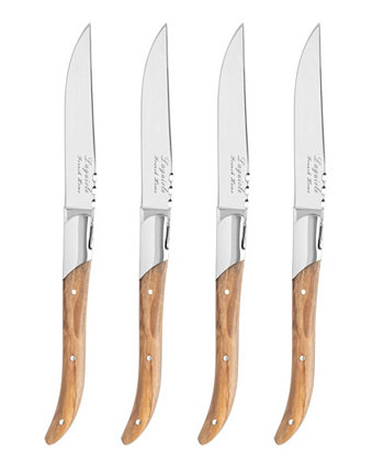 Набор из 4 ножей Laguiole из нержавеющей стали с ручками из оливкового дерева French Home