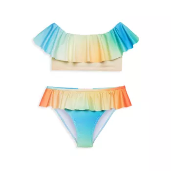 Little Girl's &amp; Girl's Rainbow Dawn Ruffle 2-Piece Bikini Stella Cove