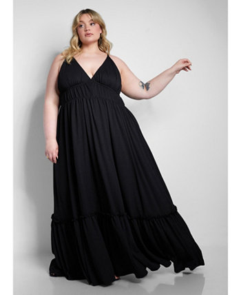 Женское многоуровневое платье макси-трапеция больших размеров Sasha - черный Rebdolls