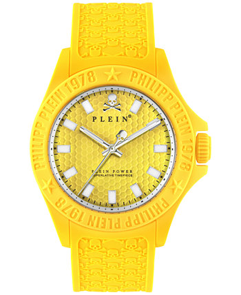 Мужские часы Plein Power с желтым силиконовым ремешком 43 мм Philipp Plein