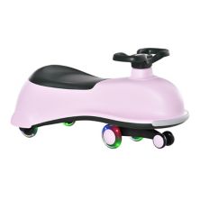 Qaba Ride on Wiggle Car w/LED Flashing Wheels Swing Car for Toddlers No Batteries Gears or Pedals   Twist Turn Wiggle Movement to Steer dolphin shaped Pink Black Qaba