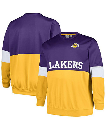 Мужской свитшот Los Angeles Lakers Big and Tall с разрезом фиолетового и золотого цвета Fanatics