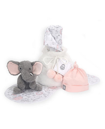 Lambs  Ivy 5 Piece Pink/Gray Plush Infant/Newborn Baby Gift Bag w/ Swaddle Lambs & Ivy