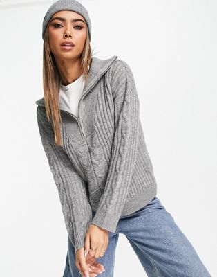 Серый уютный свитер с полумолнией Wednesday's Girl Wednesday's Girl