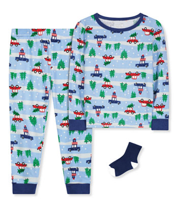Зимняя пижама-машинка для мальчика с соответствующими носками, комплект из 3 предметов Max & Olivia