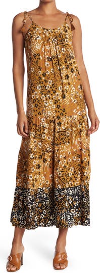 Макси-платье с леопардовым цветочным принтом и завязками на бретелях Daniel Rainn