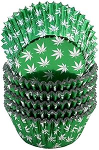 Green Foil Cupcake Liner with Marijuana Leaf Design PJ Bold