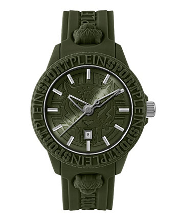 Мужские часы с 3 стрелками и датой, кварцевые, бесстрашные, зеленые, с силиконовым ремешком, 43 мм Plein Sport