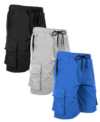 Men's Moisture Wicking Performance Quick Dry Cargo Shorts-3 Pack Galaxy By Harvic