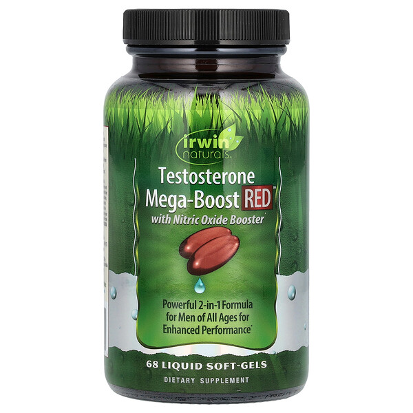 Testosterone Mega-Boost RED, 68 мягких капсул с жидкостью Irwin Naturals