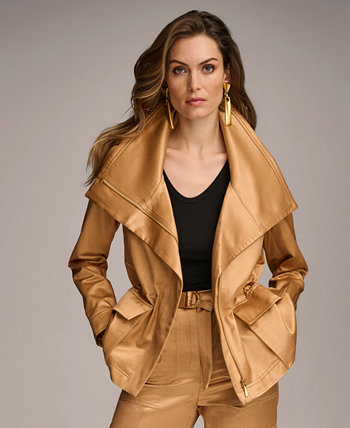 Женская атласная куртка на молнии спереди Donna Karan New York