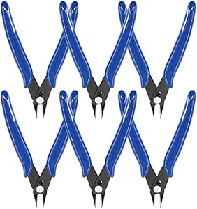 6Pcs 5 Inch Micro Wire Flush Cutters, Precision Plastic Model Flush Cutter Side Cutting Pliers, Ultra Sharp Flush Nippers Tool For Electronics Industry/Jewelry Processing/Hobby Model Making Rustark