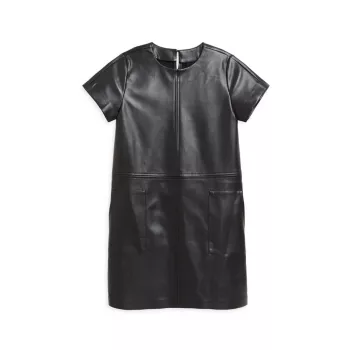 Girl's Faux Leather Dress Tractr