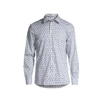 Рубашка на пуговицах из смесового хлопка с рисунком пейсли Etro