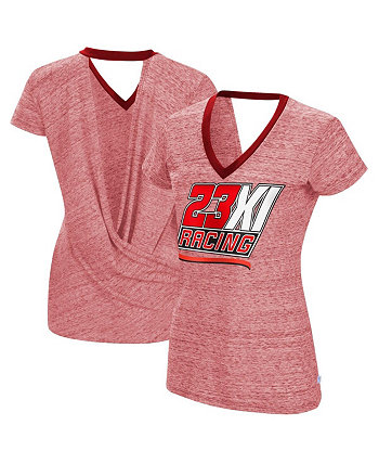 Женская футболка с запахом на спине Heather Red 23XI Racing Halftime Touch