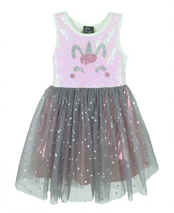 Платье без рукавов с блестками и единорогом для маленьких девочек Pink & Violet