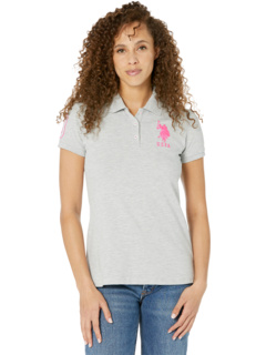 Рубашка-поло с короткими рукавами и неоновыми логотипами U.S. POLO ASSN.