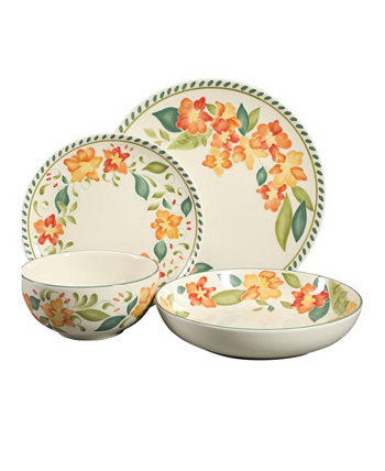 Decorated 16 Pc Dinnerware Set, Service for 4 Bloomhouse