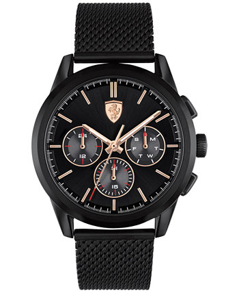 Мужские часы Grand Tour с хронографом и черным браслетом из нержавеющей стали с сеткой 44 мм Ferrari