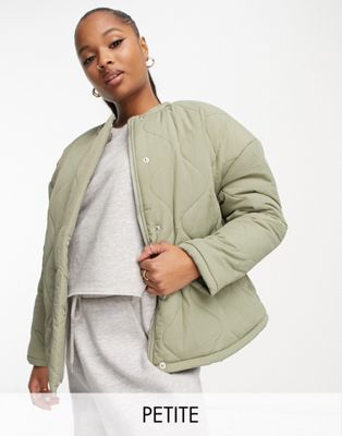 Lola May Petite oversized quilted jacket in sage LOLA MAY PETITE