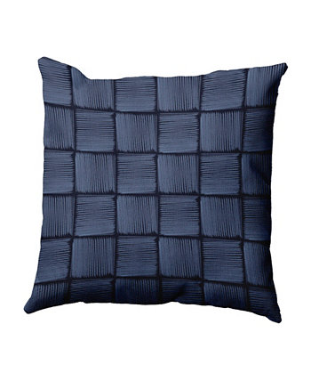 16-дюймовая темно-синяя и голубая декоративная подушка с квадратами E by Design