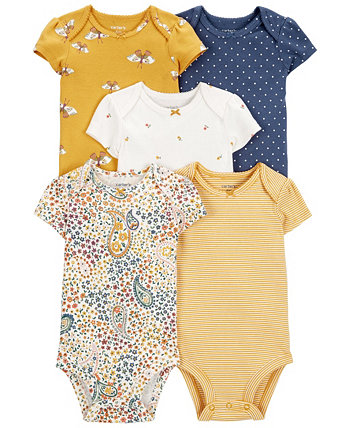 Оригинальные боди с короткими рукавами для новорожденных девочек, упаковка из 5 шт. Carter's