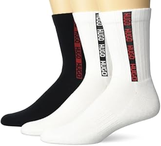 HUGO Men's 3 Pack Logo Tape Ribbed Socks Hugo