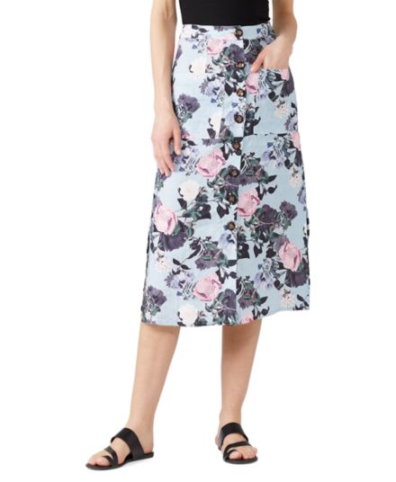 Льняная юбка-миди с цветочным принтом Garden NICHOLAS