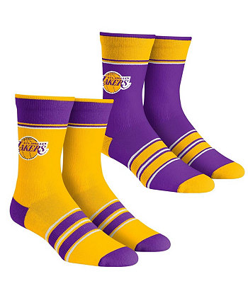 Молодежные носки для мальчиков и девочек, комплект из 2 носков Team Crew в несколько полосок Los Angeles Lakers Rock 'Em